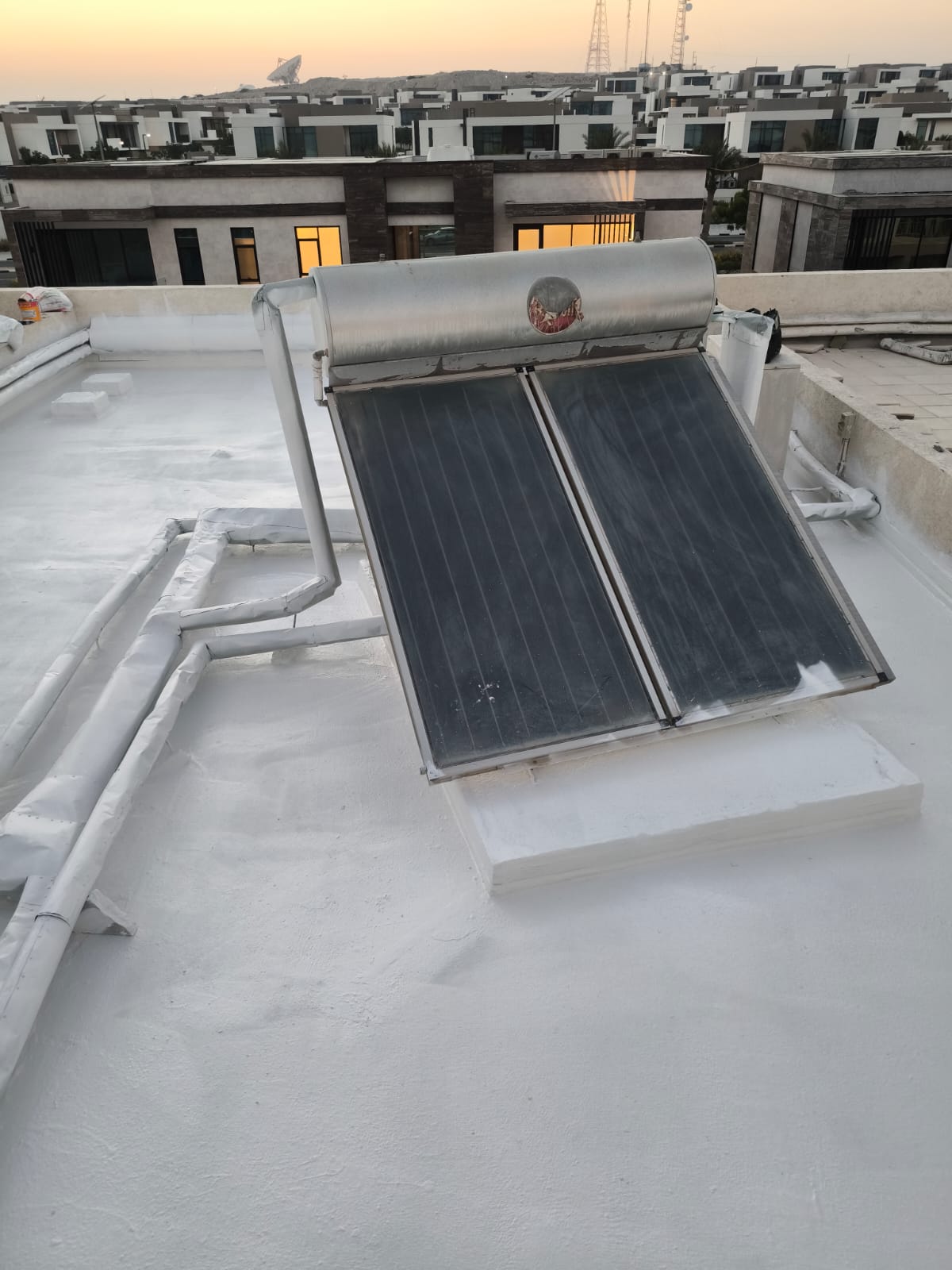Finished white reflective roof surface on a Dubai villa